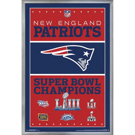 NFL New England Patriots - Champions 19 Wall Poster, 22.375" x 34", Framed