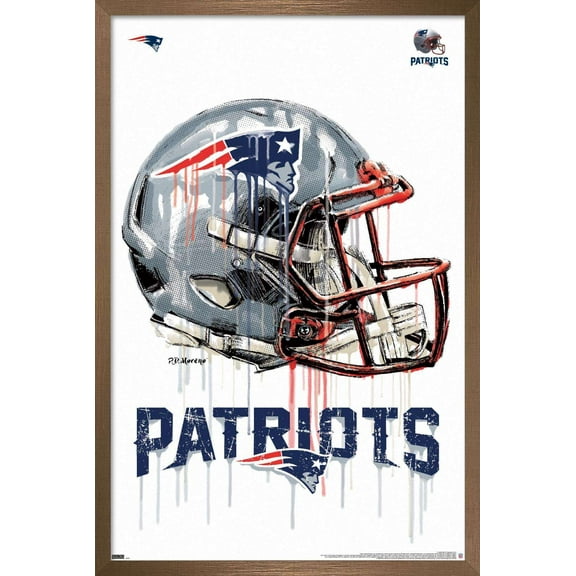 NFL New England Patriots - Drip Helmet 20 Wall Poster, 14.725" x 22.375", Framed