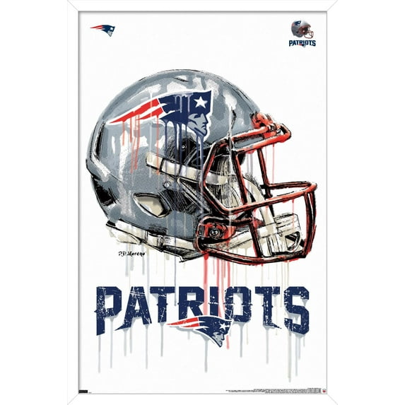 NFL New England Patriots - Drip Helmet 20 Wall Poster, 22.375" x 34", Framed