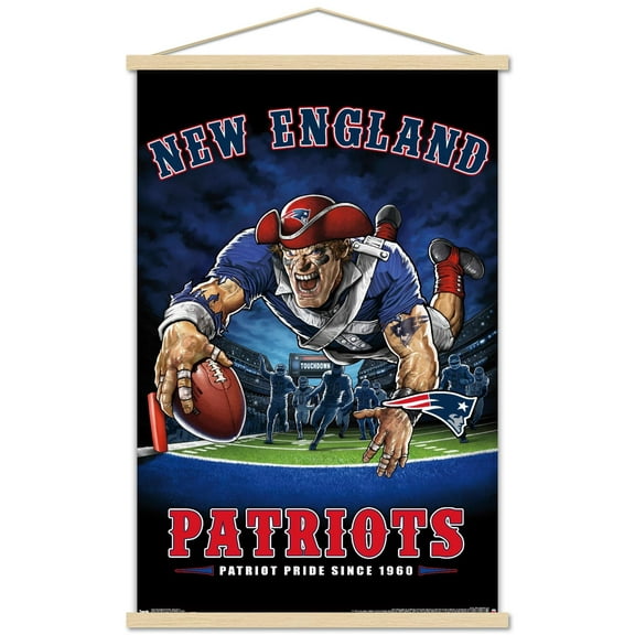 NFL New England Patriots - End Zone 17 Wall Poster with Wooden Magnetic Frame, 22.375" x 34"