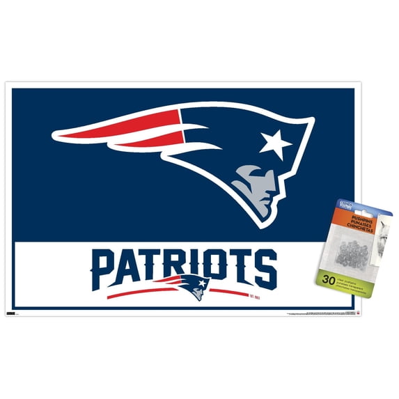 NFL New England Patriots - Logo 21 Wall Poster with Pushpins, 14.72" x 22.37"
