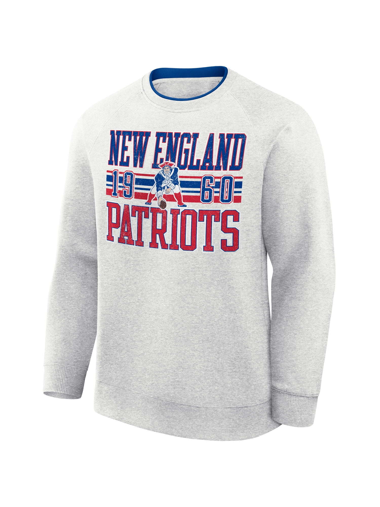 NFL New England Patriots Men's Cotton Gray Heather Long Sleeve Crew Fleece Sweatshirt