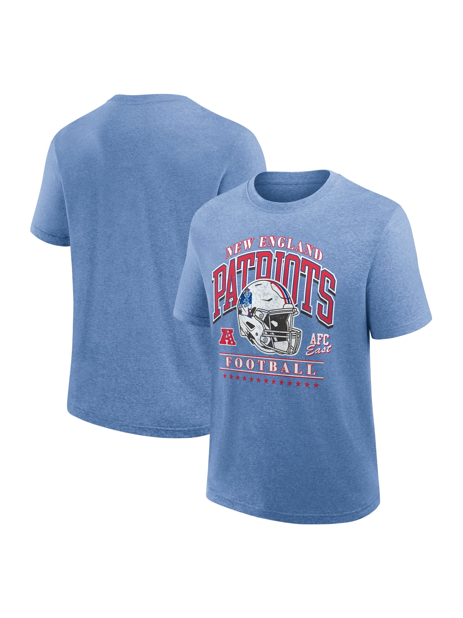 NFL New England Patriots Men's Synthetic Blue Heather Short Sleeve T-Shirt