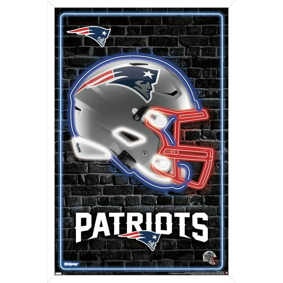 NFL New England Patriots - Neon Helmet 23 Wall Poster, 14.72" x 22.37" Framed