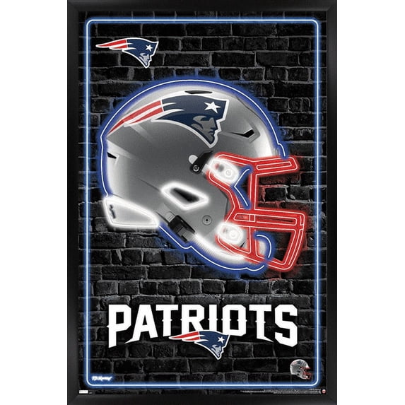 NFL New England Patriots - Neon Helmet 23 Wall Poster, 22.37" x 34" Framed