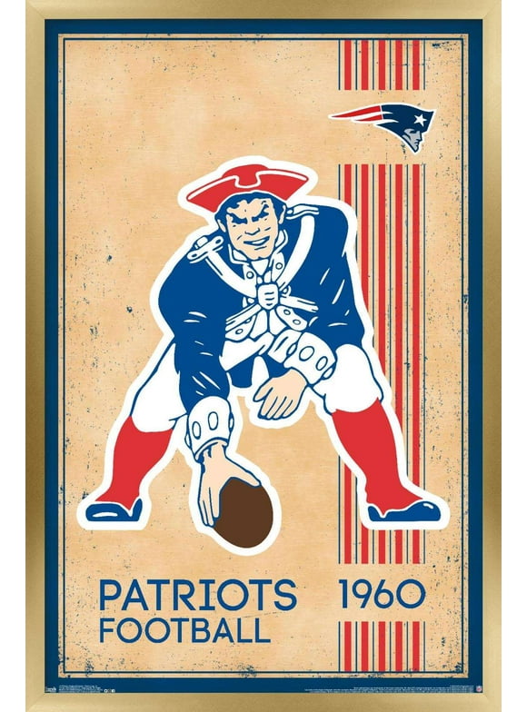 NFL New England Patriots - Retro Logo 14 Wall Poster, 22.375" x 34", Framed