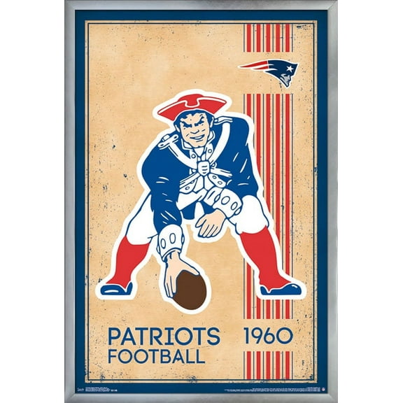 NFL New England Patriots - Retro Logo 14 Wall Poster, 22.375" x 34", Framed