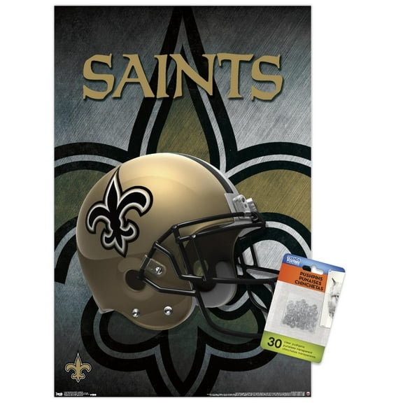 NFL New Orleans Saints - Helmet 16 Wall Poster with Push Pins, 14.725" x 22.375"