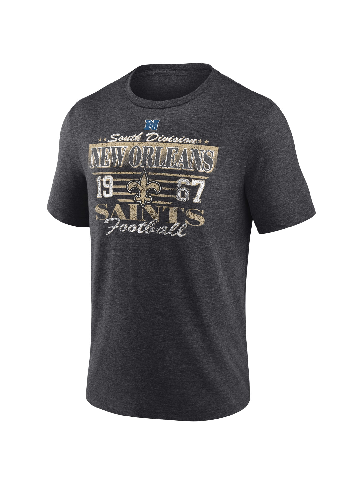 NFL New Orleans Saints Men's Synthetic Charcoal Heather Short Sleeve T-Shirt