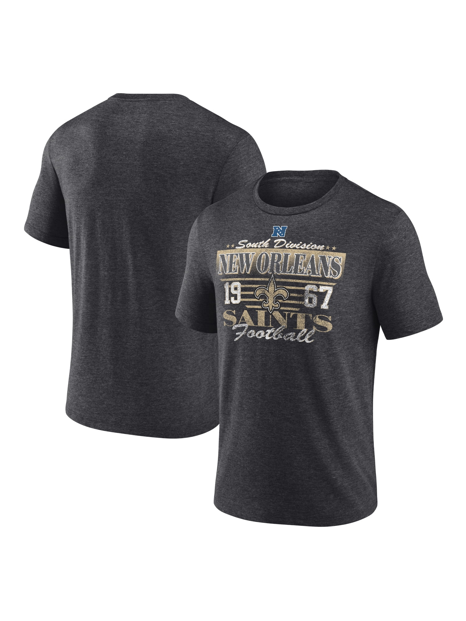 NFL New Orleans Saints Men's Synthetic Charcoal Heather Short Sleeve T-Shirt