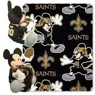 NFL New Orleans Saints Mickey Mouse Pillow with Fleece Throw Blanket Set