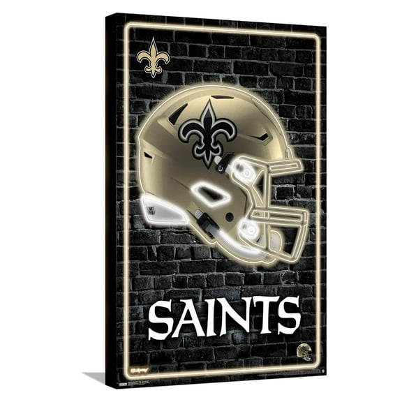 NFL New Orleans Saints - Neon Helmet 23 Canvas Wall Poster, 14.725" x 22.375"