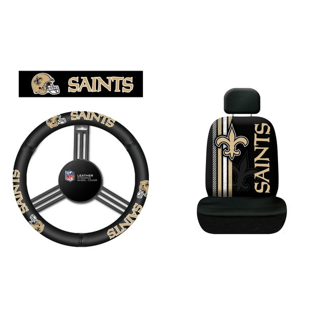 NFL New Orleans Saints Rally Seat Cover with Leather Steering Wheel Cover