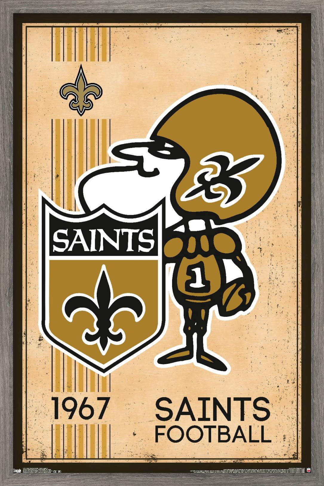 NFL New Orleans Saints - Retro Logo 14 Wall Poster, 14.725" x 22.375", Framed