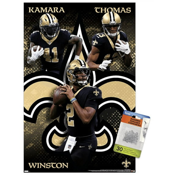 NFL New Orleans Saints - Triplets 21 Wall Poster with Pushpins, 14.725" x 22.375"