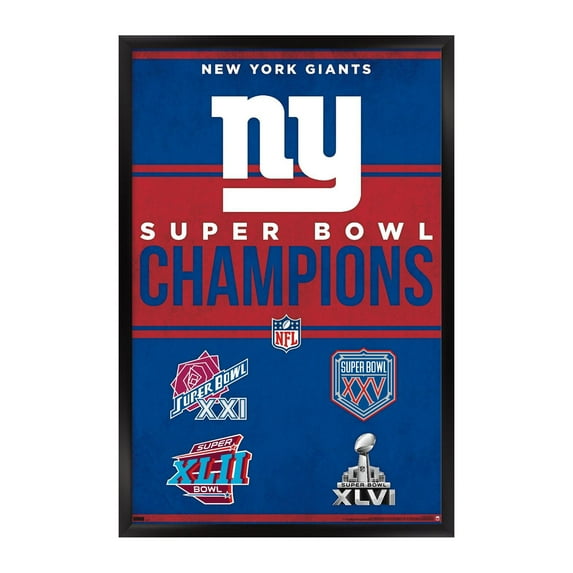Giants Four-Time Super Bowl Champions 22'' x 34'' Framed Poster