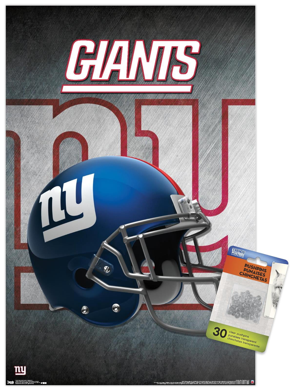 NFL New York Giants - Helmet 16 Wall Poster with Push Pins, 14.725" x 22.375"