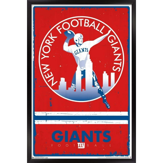NFL New York Giants - Retro Logo 15 Wall Poster, 14.725" x 22.375", Framed
