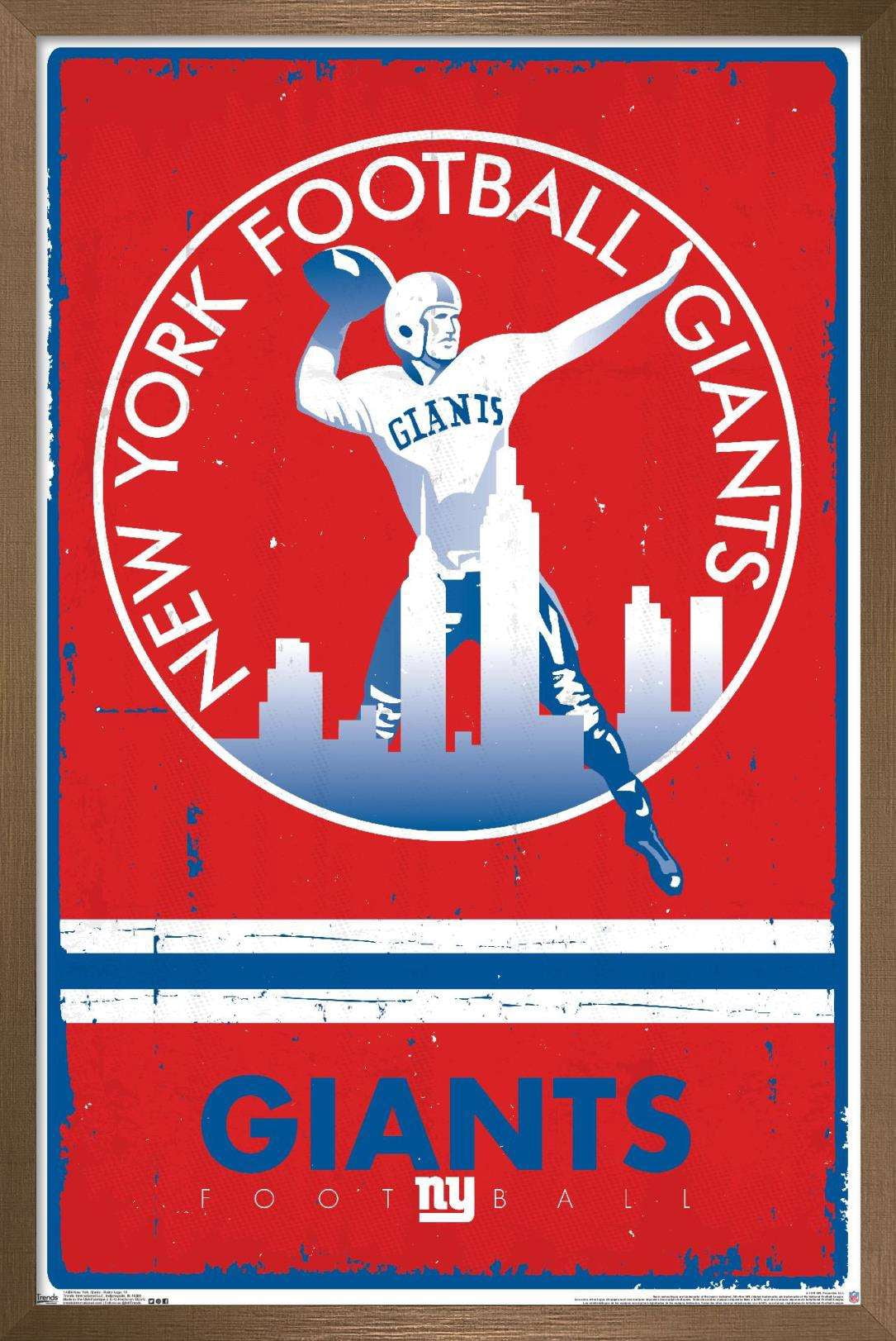 NFL New York Giants - Retro Logo 15 Wall Poster, 14.725" x 22.375", Framed