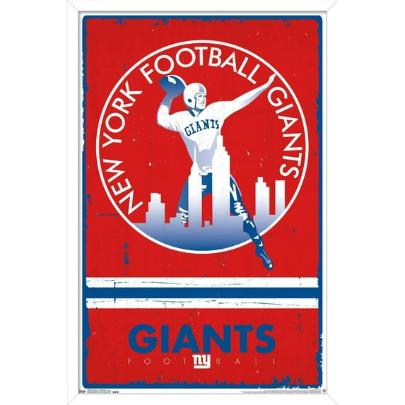 NFL New York Giants - Retro Logo 15 Wall Poster, 14.725" x 22.375", Framed