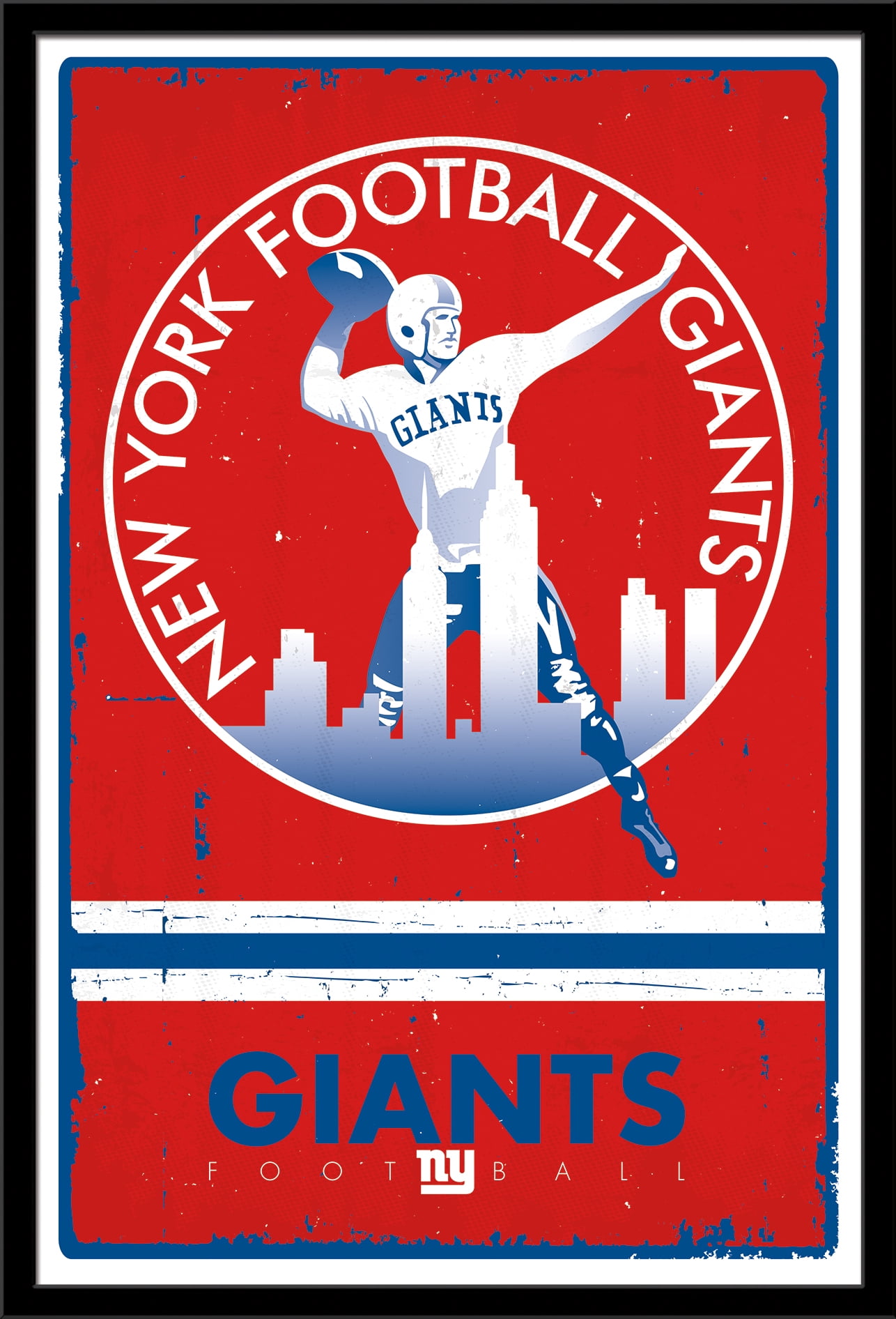 NFL New York Giants - Retro Logo 15 Wall Poster, 22.375" x 34", Framed