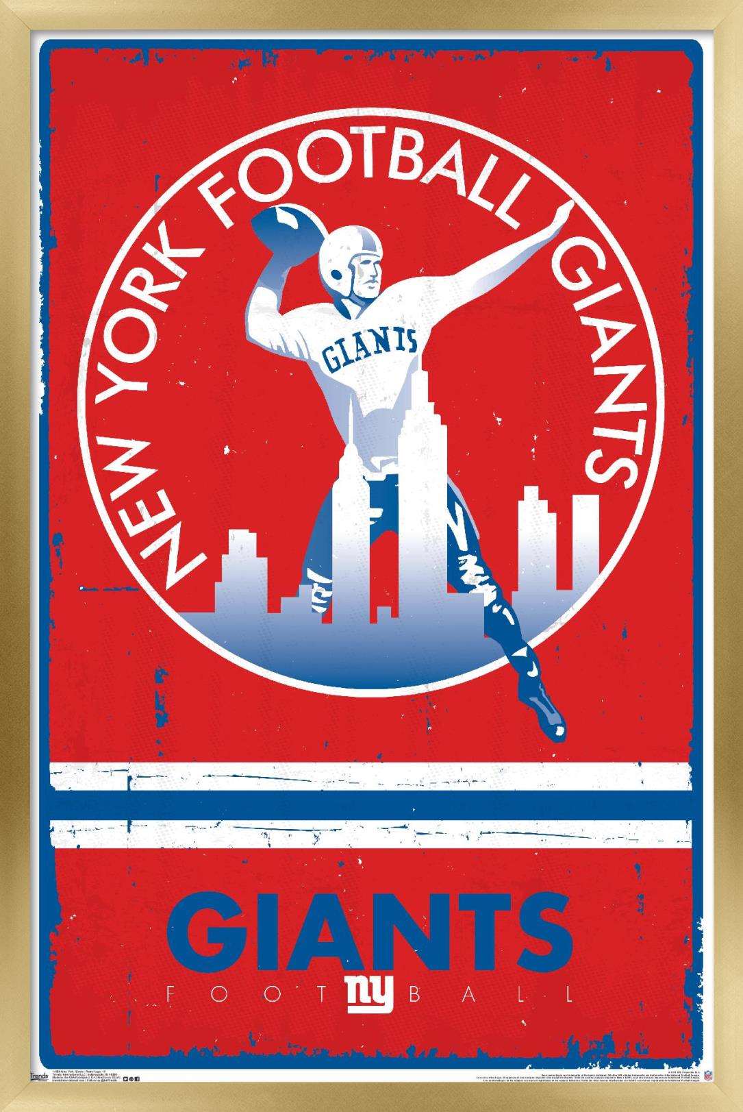 NFL New York Giants - Retro Logo 15 Wall Poster, 14.725\, image size:1085x1623