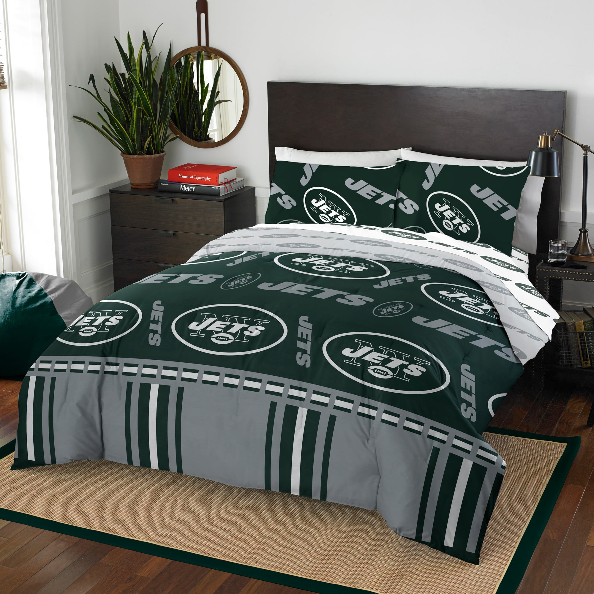 NFL New York Jets Bed in Bag Set, Queen Size, Team Colors, 100