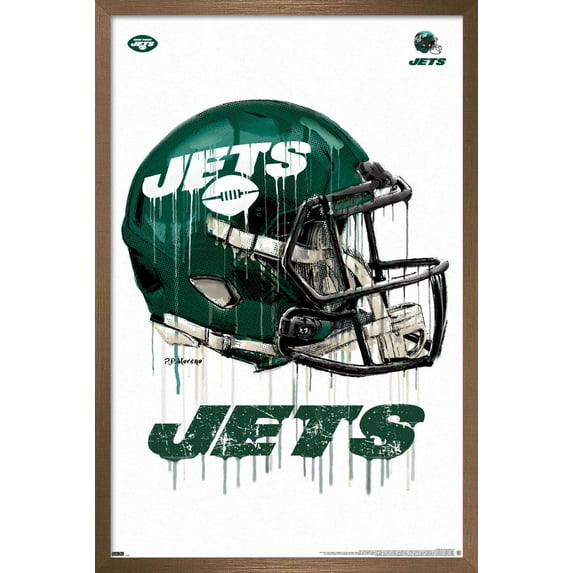 NFL New York Jets - Drip Helmet 20 Wall Poster, 14.725" x 22.375", Framed