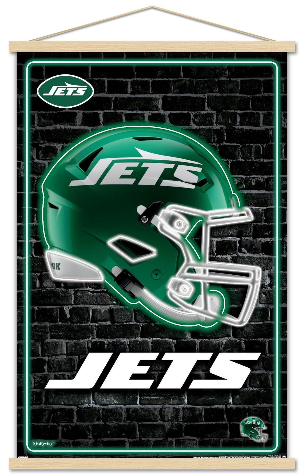 NFL New York Jets - Neon Helmet 24 Wall Poster with Magnetic Frame, 22. ...