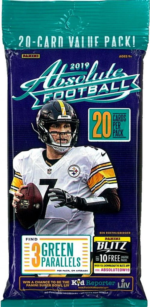 NFL Panini 2019 Absolute Football Trading Card VALUE Pack (20 Cards)