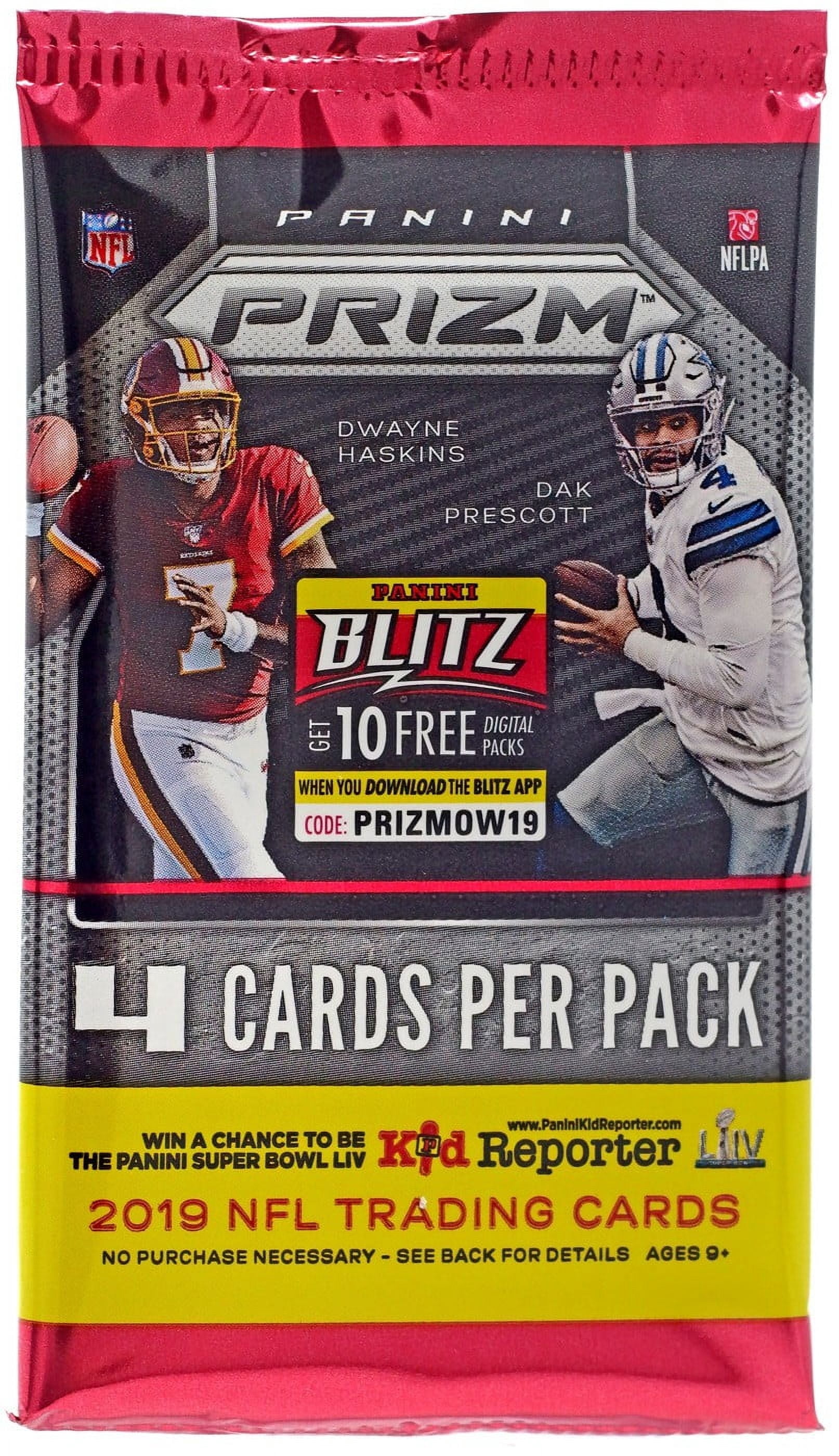 NFL Panini 2019 Prizm Football Trading Card BLASTER Pack (4 Cards)
