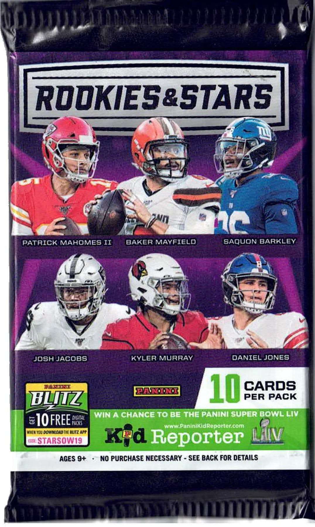 NFL Panini 2019 Rookies & Stars Football Trading Card RETAIL Pack (10 Cards)