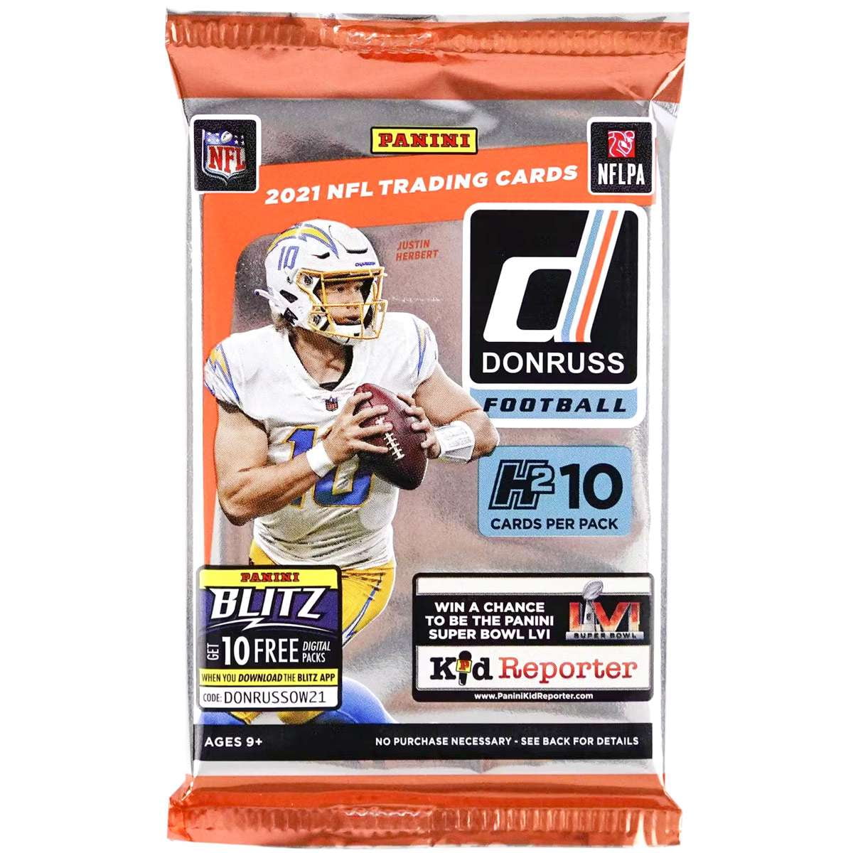 NFL Panini 2021 Donruss Football H2 Trading Card HYBRID HOBBY Pack (10 Cards)