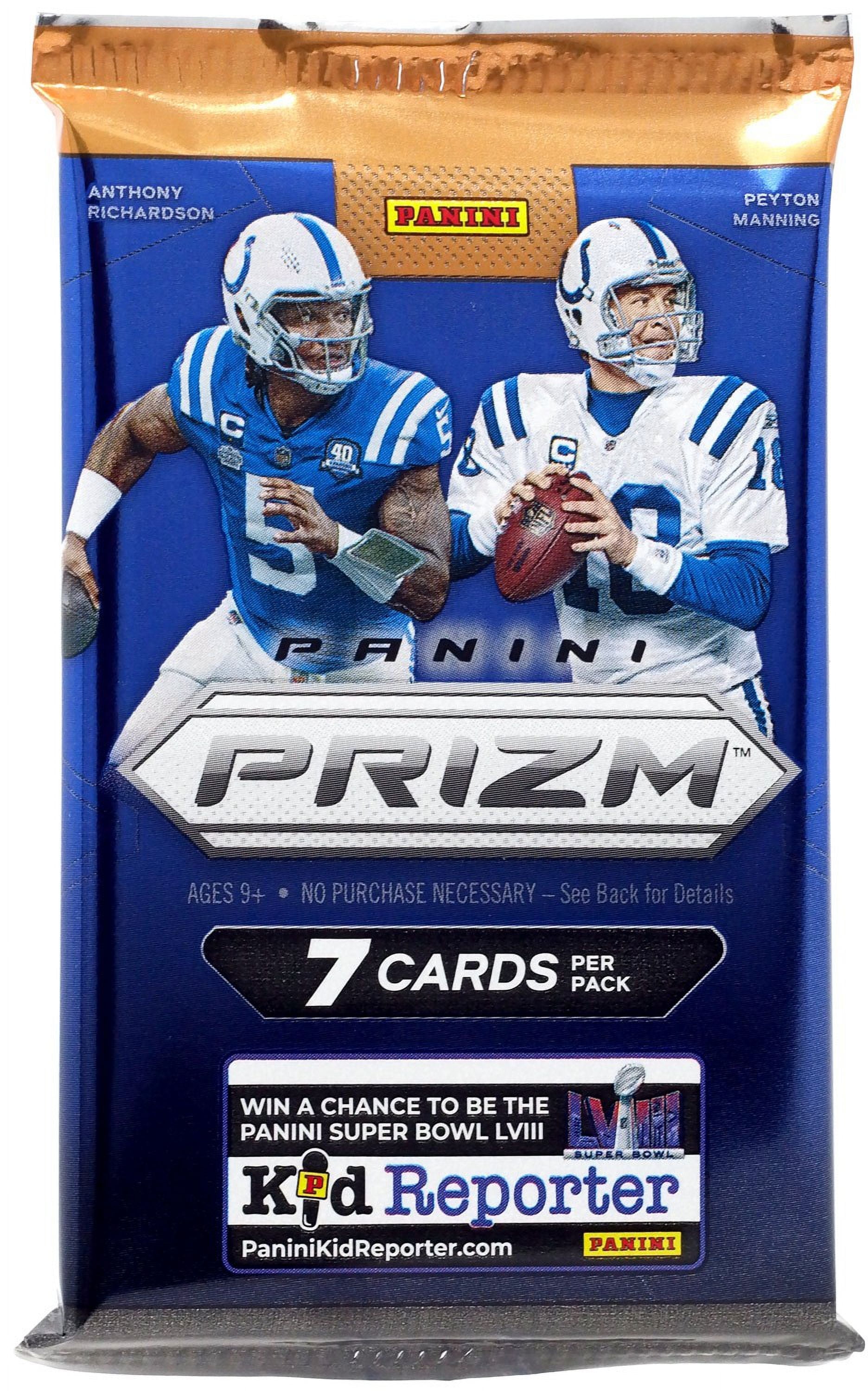NFL Panini 2023 Prizm Football Trading Card MEGA Box Pack (7 Cards, Neon Green Pulsar Prizms)