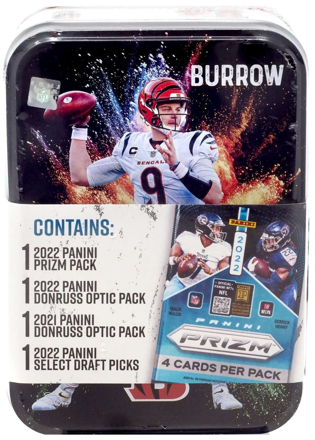 MJ Holdings NFL Panini Joe Burrow Trading Card, Collector Tin with 4  Premium Packs - Walmart.com