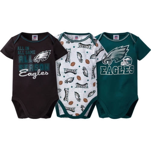 NFL Philadelphia Eagles Baby Boys Short Sleeve Bodysuit Set, 3-Pack