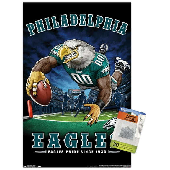 NFL Philadelphia Eagles - End Zone 17 Wall Poster with Push Pins, 14.725" x 22.375"