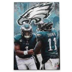 NFL Philadelphia Eagles Jalen Hurts & A.J. Brown Painterly Graffiti Canvas Wall Decor for Man Cave, Office, or Game Room