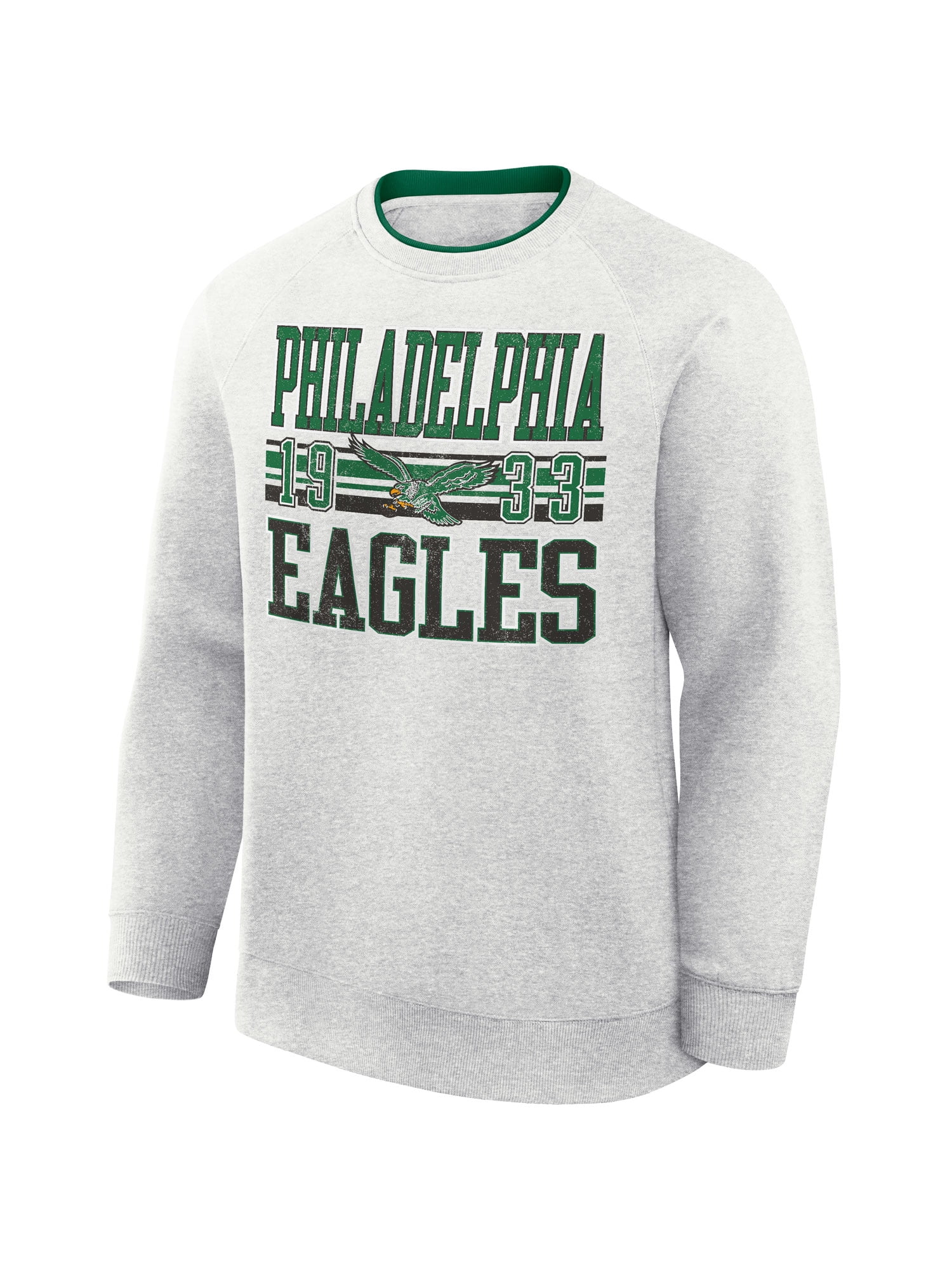 NFL Philadelphia Eagles Men's Cotton Gray Heather Long Sleeve Crew Fleece Sweatshirt