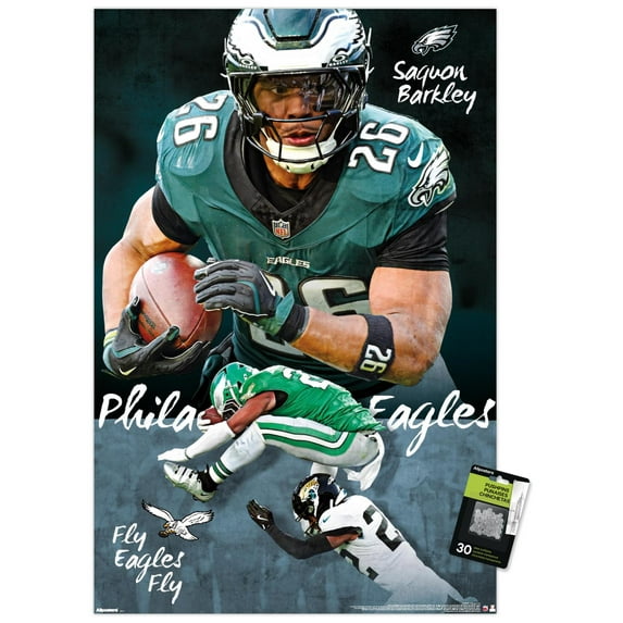 NFL Philadelphia Eagles - Saquon Barkley 25 Wall Poster with Pushpins, 22.375" x 34"