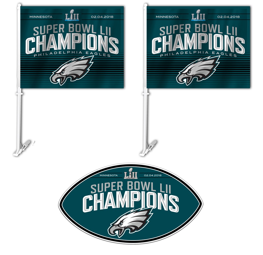 NFL Philadelphia Eagles Super Bowl LII Champion Car Kit 2, two Car Flags and one 12" Magnet - image 1 of 1