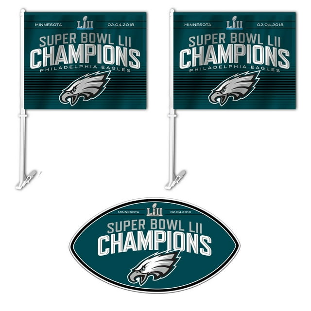 NFL Philadelphia Eagles Super Bowl LII Champion Car Kit 2, two Car Flags and one 12" Magnet