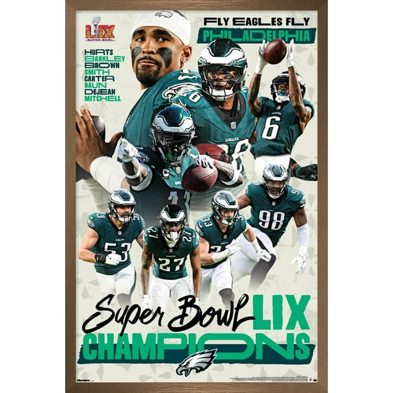 NFL Philadelphia Eagles - Super Bowl LIX Champions Wall Poster, 14.725" x 22.375" Framed