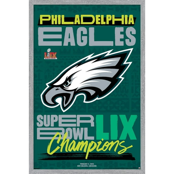 NFL Philadelphia Eagles - Super Bowl LIX Team Logo Wall Poster, 14.725" x 22.375" Framed