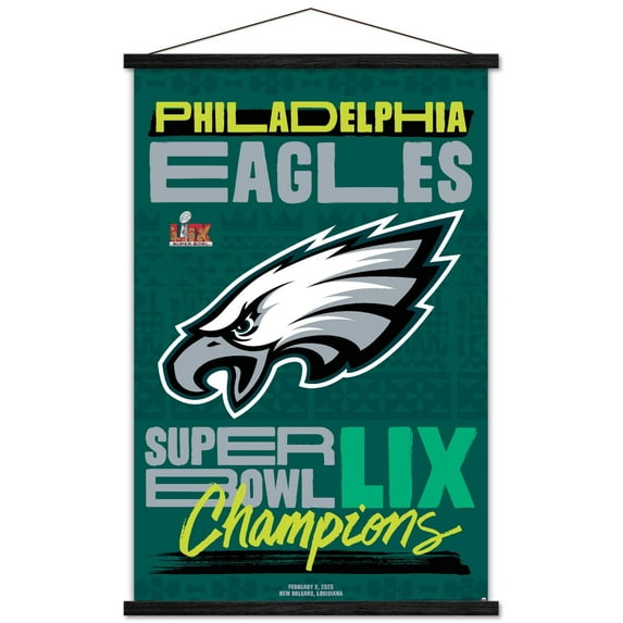 NFL Philadelphia Eagles - Super Bowl LIX Team Logo Wall Poster with Magnetic Frame, 22.375" x 34"