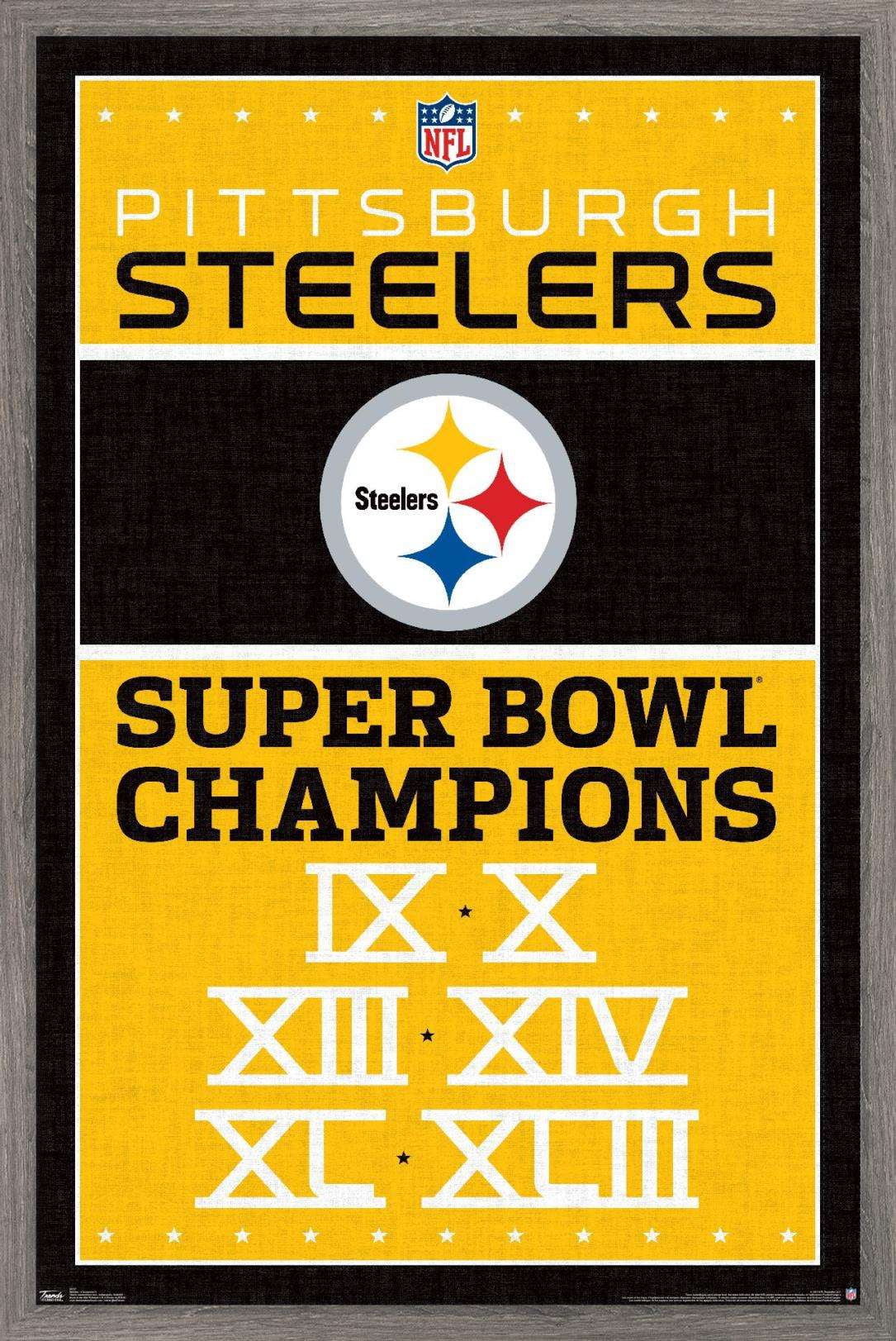 NFL Pittsburgh Steelers - Champions 13 Wall Poster, 22.375" x 34", Framed
