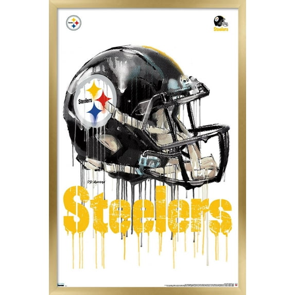 NFL Pittsburgh Steelers - Drip Helmet 20 Wall Poster, 22.375" x 34", Framed
