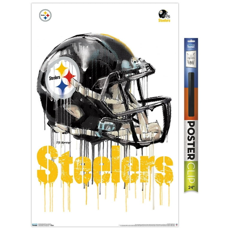 NFL Pittsburgh Steelers Drip Helmet Poster and Poster Clip