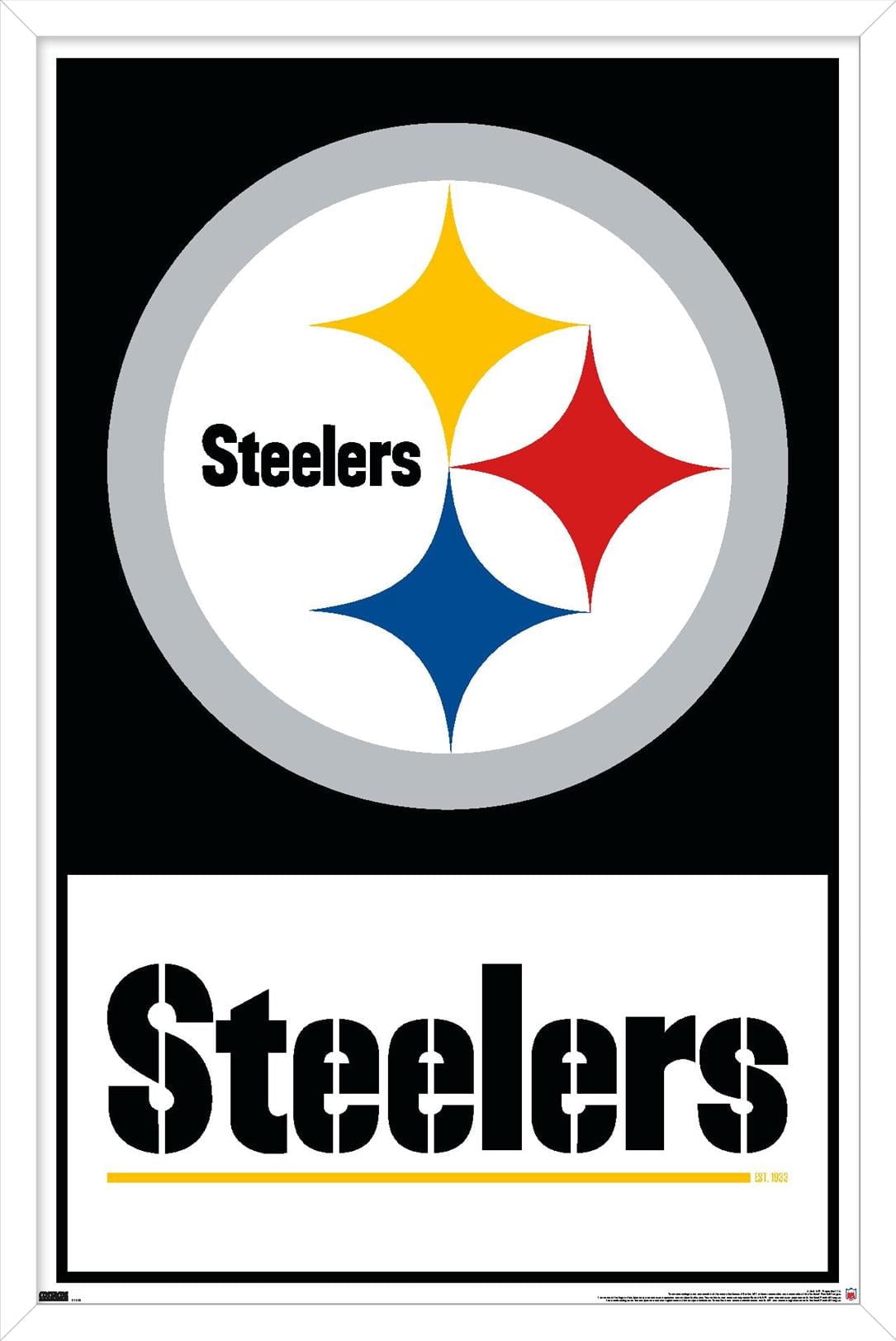 NFL Pittsburgh Steelers - Logo 21 Wall Poster, 14.725" x 22.375", Framed
