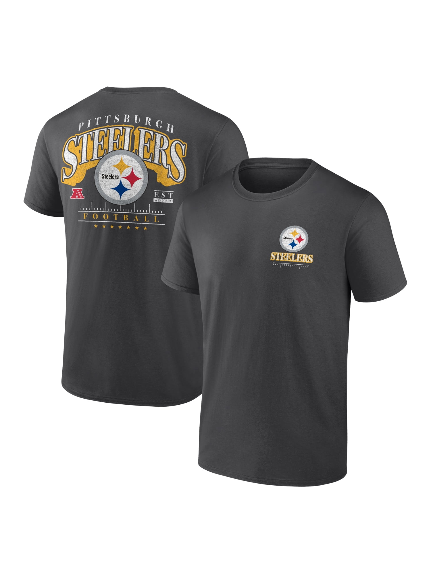 NFL Pittsburgh Steelers Men's Cotton Faded Black Short Sleeve T-Shirt